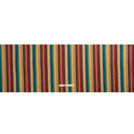 Arizona Red, Yellow Ochre and Turquoise Gradient Stripes Cotton Twill
