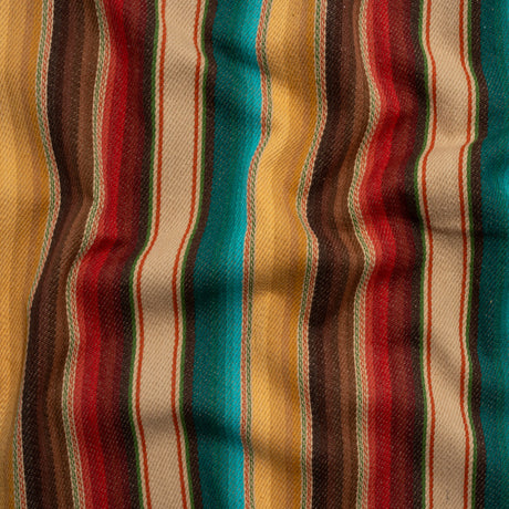 Arizona Red, Yellow Ochre and Turquoise Gradient Stripes Cotton Twill