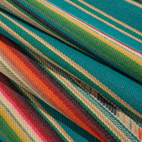 Arizona Teal, Orange and Pink Geometric Stripe Cotton Twill