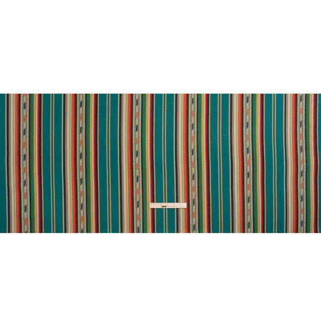 Arizona Teal, Orange and Pink Geometric Stripe Cotton Twill