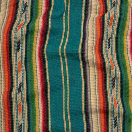 Arizona Teal, Orange and Pink Geometric Stripe Cotton Twill
