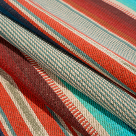 Arizona Turquoise, Orange and Red Striped Cotton Twill
