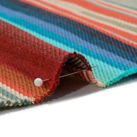 Arizona Turquoise, Orange and Red Striped Cotton Twill