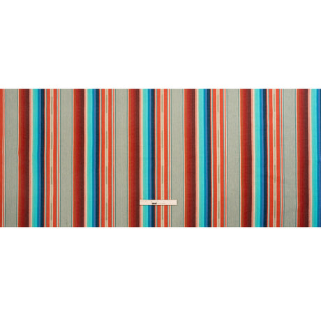 Arizona Turquoise, Orange and Red Striped Cotton Twill