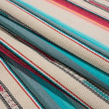 Arizona Cream, Pink and Turquoise Striped Cotton Twill