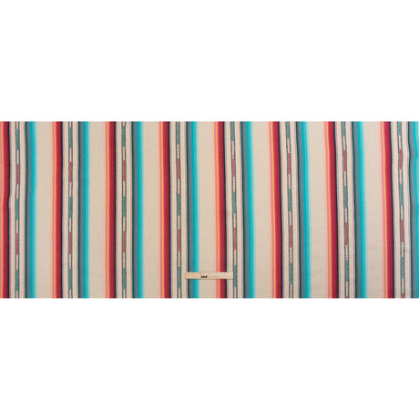 Arizona Cream, Pink and Turquoise Striped Cotton Twill