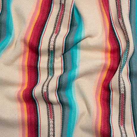Arizona Cream, Pink and Turquoise Striped Cotton Twill