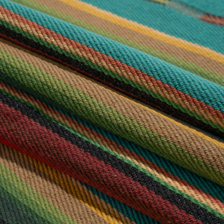Arizona Turquoise, Red and Green Striped Cotton Twill