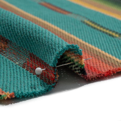 Arizona Turquoise, Red and Green Striped Cotton Twill