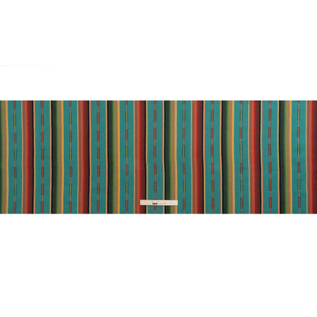 Arizona Turquoise, Red and Green Striped Cotton Twill