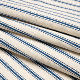 Navy on White Ticking Stripes Cotton Herringbone Twill
