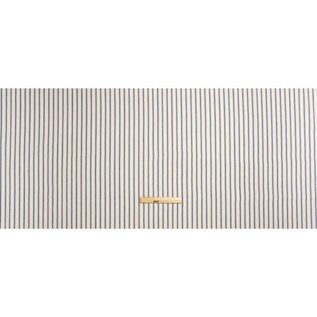 Navy on White Ticking Stripes Cotton Herringbone Twill