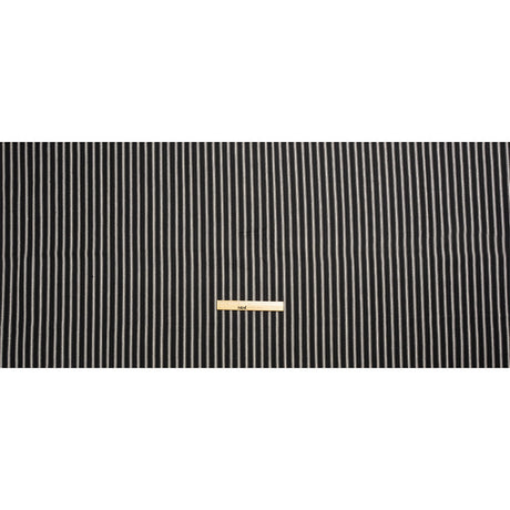 White on Black Ticking Stripes Cotton Herringbone Twill