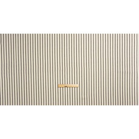 Black on White Ticking Stripes Cotton Herringbone Twill