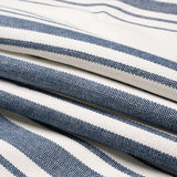 Navy on White Striped Basketweave Cotton Canvas