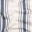 Navy on White Striped Basketweave Cotton Canvas