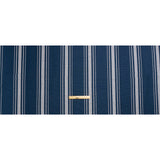 White on Navy Striped Basketweave Cotton Canvas