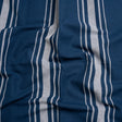 White on Navy Striped Basketweave Cotton Canvas