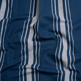 White on Navy Striped Basketweave Cotton Canvas