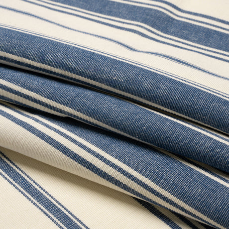 Navy and Cream Striped Cotton Woven
