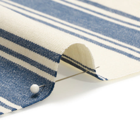 Navy and Cream Striped Cotton Woven