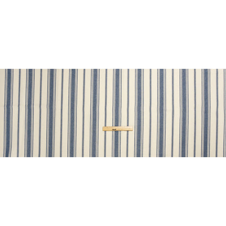 Navy and Cream Striped Cotton Woven
