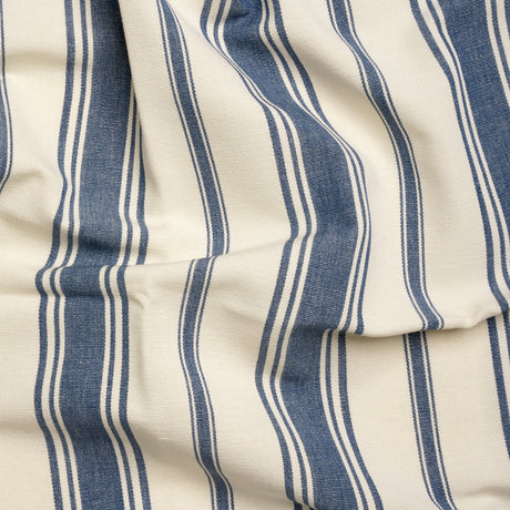 Navy and Cream Striped Cotton Woven