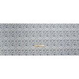 Muted Blue, Navy and White Decorative Ikat Diamonds Cotton Canvas