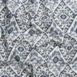 Muted Blue, Navy and White Decorative Ikat Diamonds Cotton Canvas