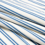 White, Summer Blue and Sky Blue Modern Ticking Stripes Cotton Twill