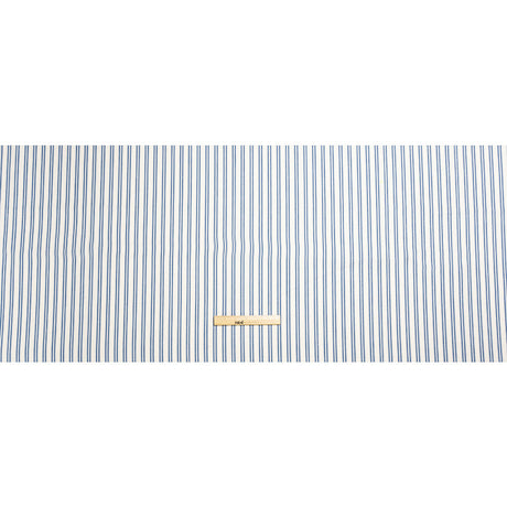White, Summer Blue and Sky Blue Modern Ticking Stripes Cotton Twill
