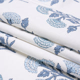 Blue and White Classic Floral Printed Cotton Canvas