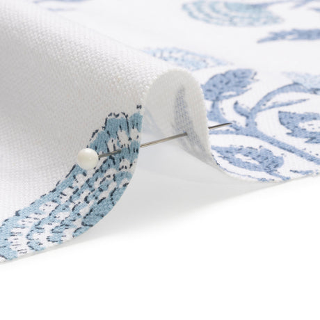 Blue and White Classic Floral Printed Cotton Canvas