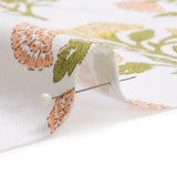Coral, Yellow and Green Classic Floral Printed Cotton Canvas