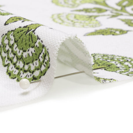 Green and White Classic Floral Printed Cotton Canvas