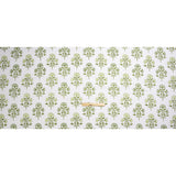 Green and White Classic Floral Printed Cotton Canvas