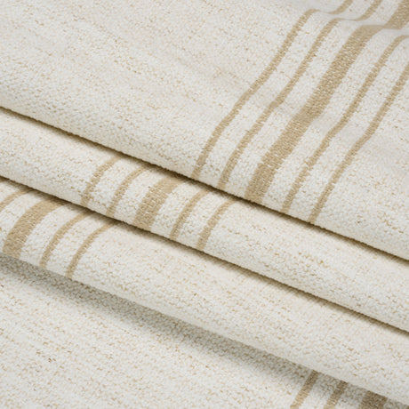 Crypton Sand on White Striped Stain Resistant Polyester and Linen Chenille Upholstery Woven