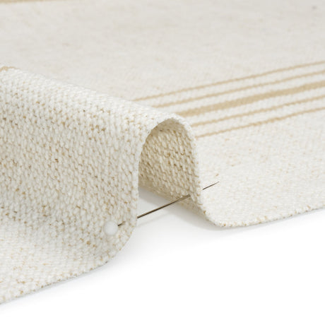 Crypton Sand on White Striped Stain Resistant Polyester and Linen Chenille Upholstery Woven