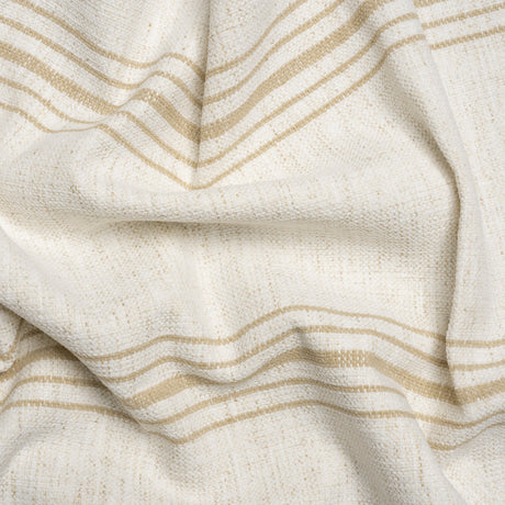 Crypton Sand on White Striped Stain Resistant Polyester and Linen Chenille Upholstery Woven
