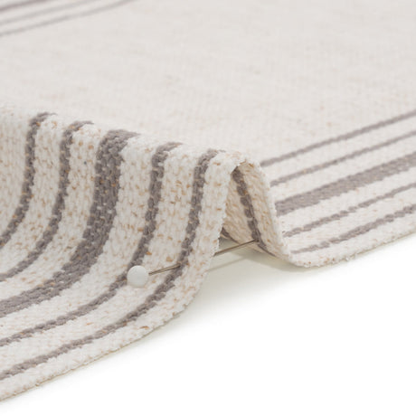 Crypton Stone on White Striped Stain Resistant Polyester and Linen Chenille Upholstery Woven