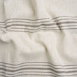 Crypton Stone on White Striped Stain Resistant Polyester and Linen Chenille Upholstery Woven