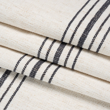 Crypton Charcoal on White Striped Stain Resistant Polyester and Linen Chenille Upholstery Woven