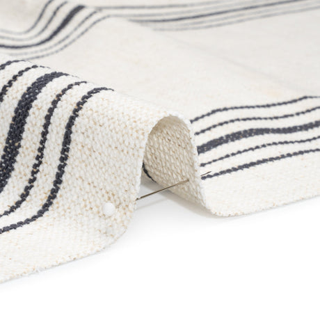 Crypton Charcoal on White Striped Stain Resistant Polyester and Linen Chenille Upholstery Woven