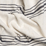 Crypton Charcoal on White Striped Stain Resistant Polyester and Linen Chenille Upholstery Woven