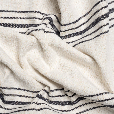 Crypton Charcoal on White Striped Stain Resistant Polyester and Linen Chenille Upholstery Woven