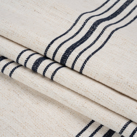 Crypton Indigo on White Striped Stain Resistant Polyester and Linen Chenille Upholstery Woven
