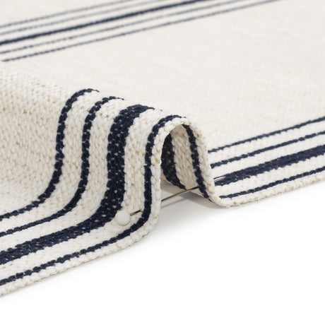 Crypton Indigo on White Striped Stain Resistant Polyester and Linen Chenille Upholstery Woven