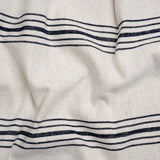 Crypton Indigo on White Striped Stain Resistant Polyester and Linen Chenille Upholstery Woven