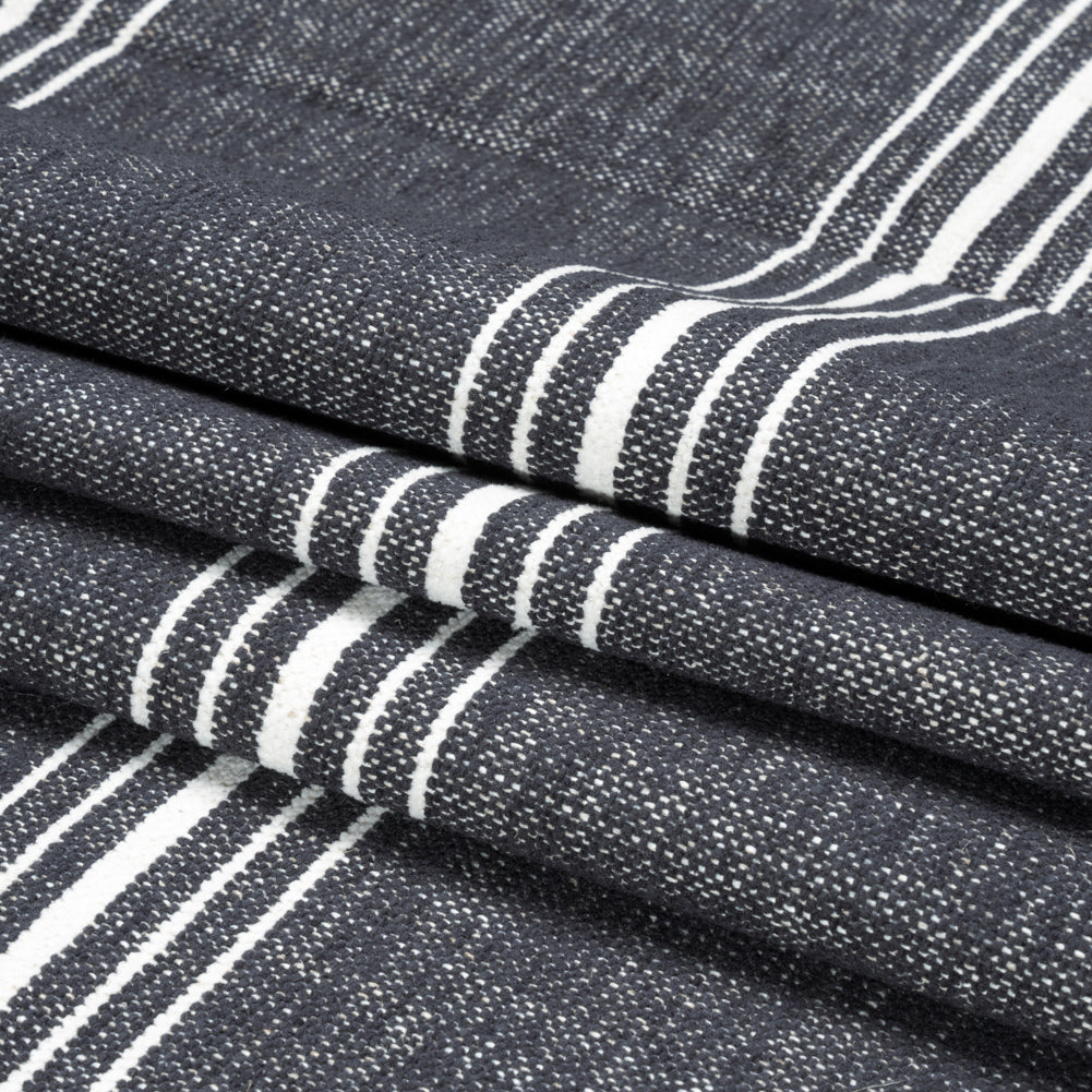 Crypton Charcoal Striped Stain Resistant Polyester and Linen Chenille Upholstery Woven