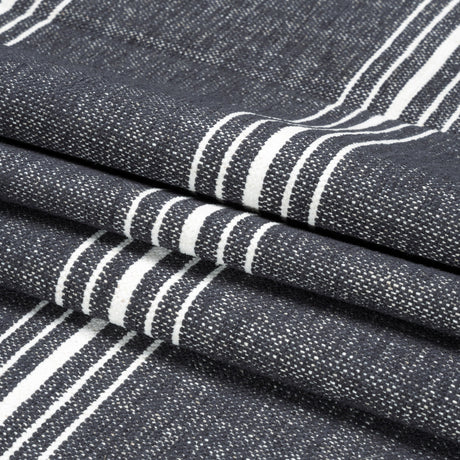 Crypton Charcoal Striped Stain Resistant Polyester and Linen Chenille Upholstery Woven